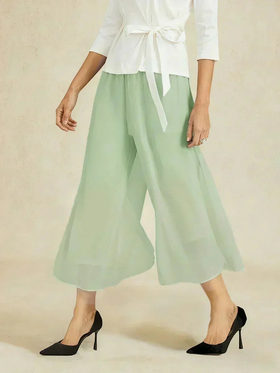 Pantalons droits courts avec une couche de chiffon
