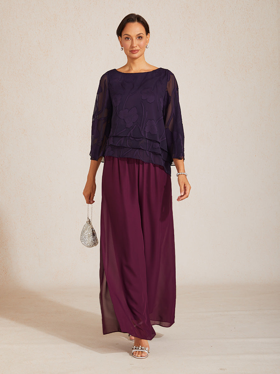 Pantalons à coupe droite avec une couche de chiffon