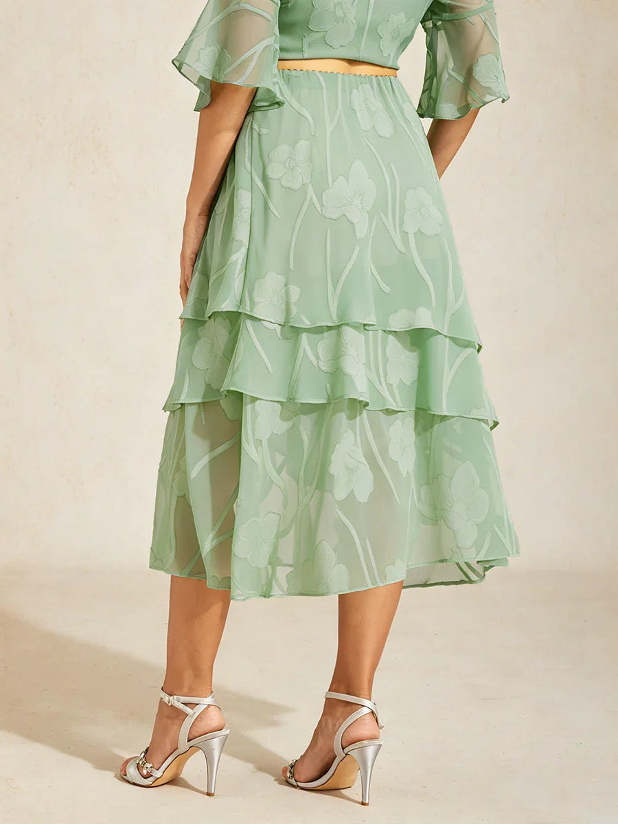 Jupe midi en chiffon floral