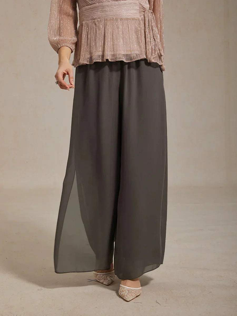 Pantalons à coupe droite avec une couche de chiffon