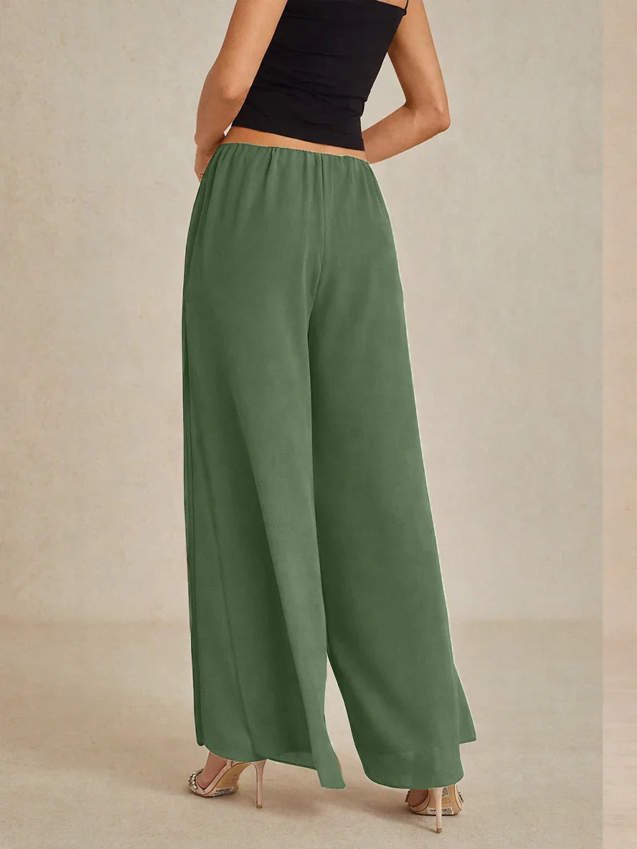 Pantalons droits avec une couche de chiffon fendue