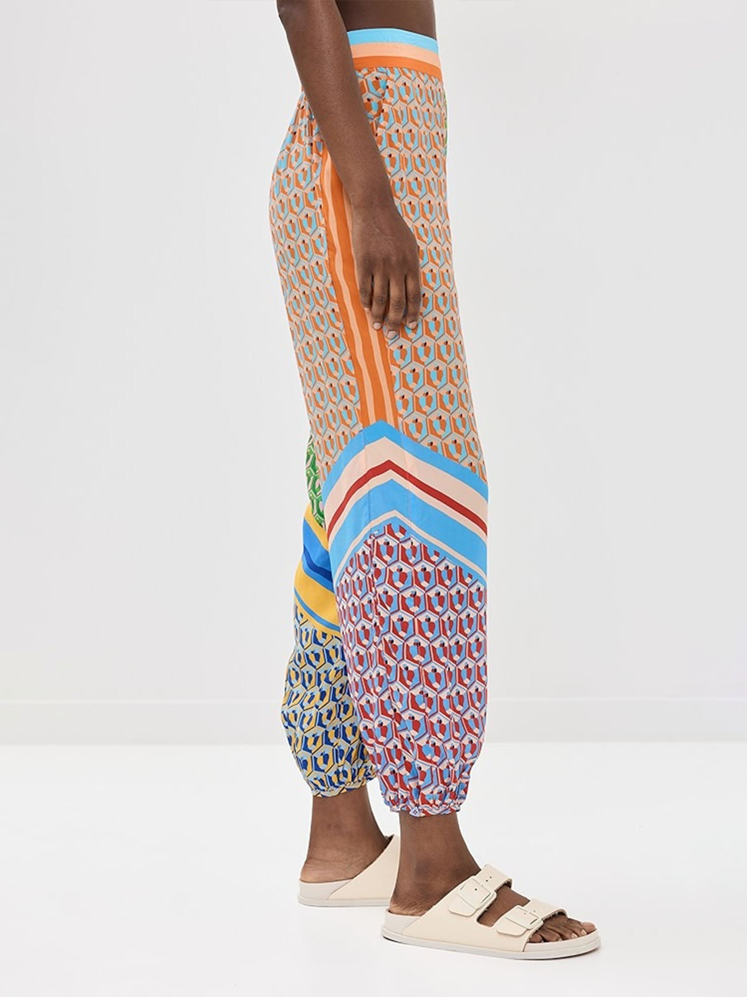 Pantalons bloomer larges avec imprimé géométrique
