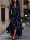 Luna - Robe longue en satin avec volants