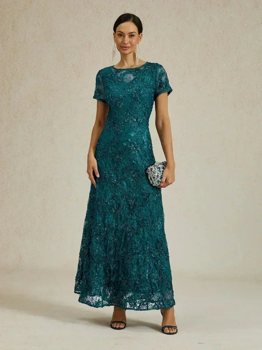 Robes A-Line en dentelle avec des décorations de sequins