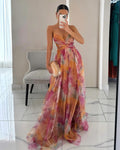 Alina – Robe longue tendance avec col en V pour femmes