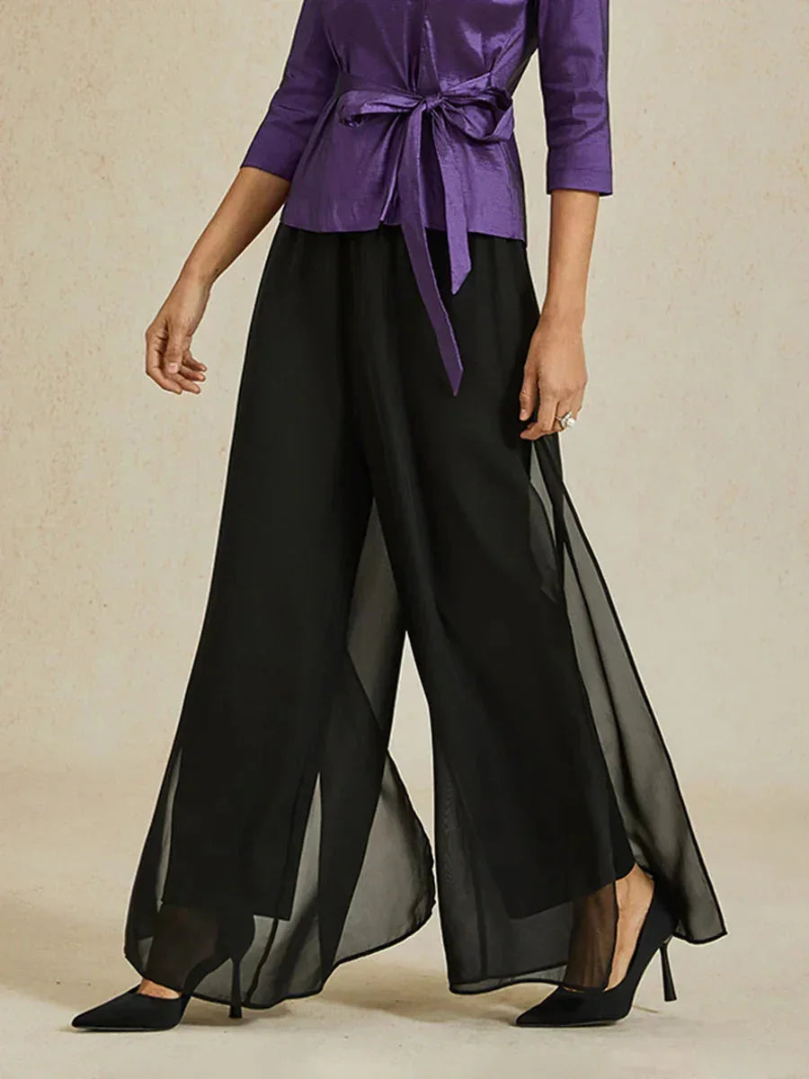 Pantalons droits avec une couche de chiffon