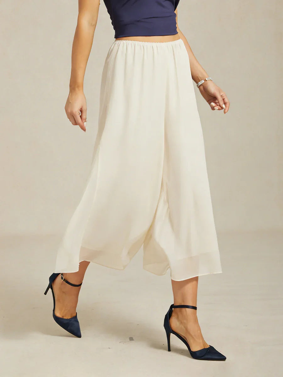 Pantalons droits courts avec une couche de chiffon