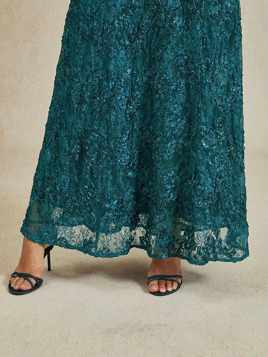 Robes A-Line en dentelle avec décorations en sequins