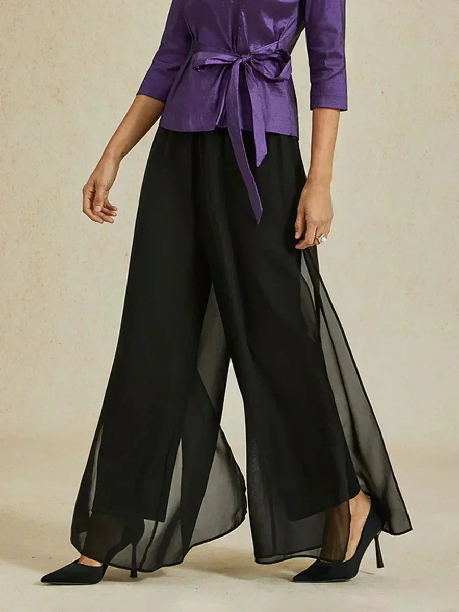 Pantalons à coupe droite avec une couche de chiffon