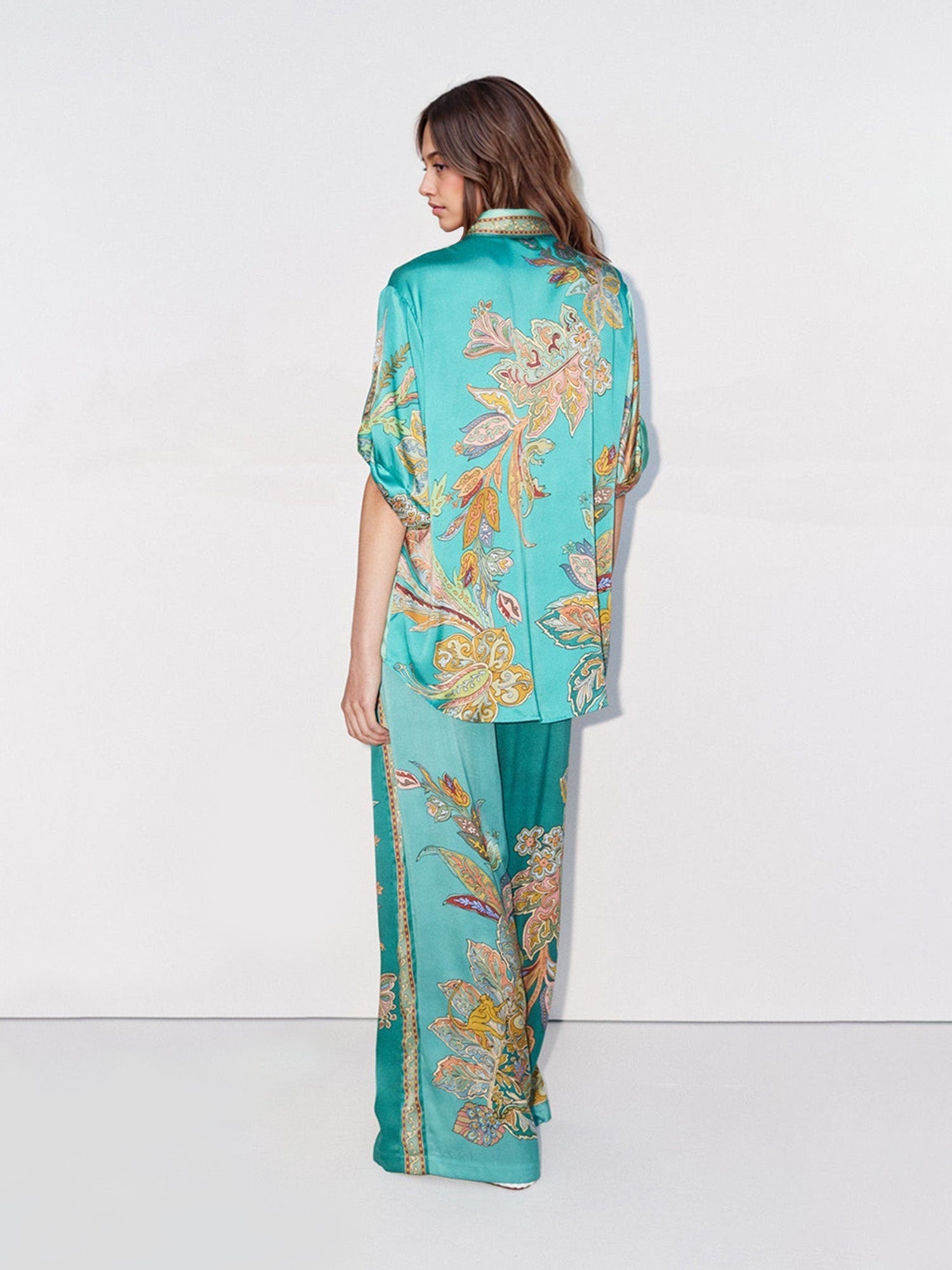 Pantalons larges en émeraude