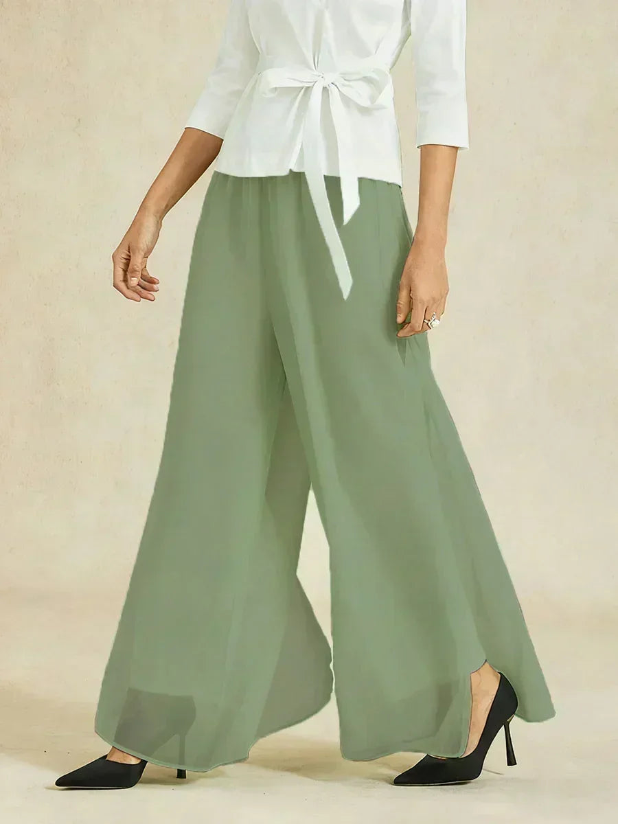 Pantalons à coupe droite avec une couche de chiffon