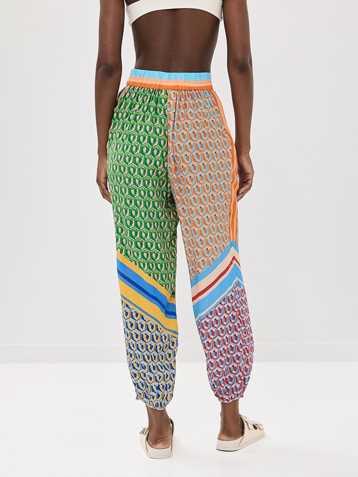Pantalons bloomer larges avec imprimé géométrique