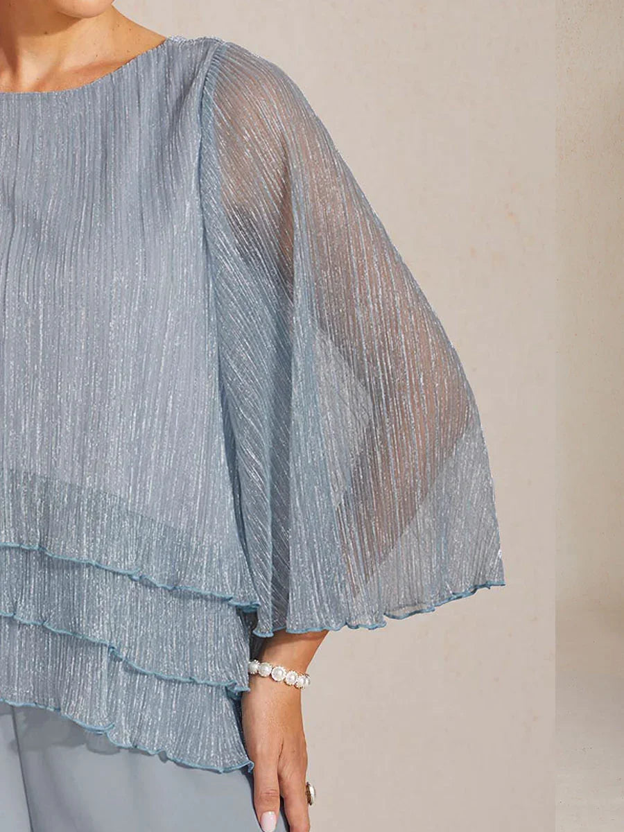 Chemise asymétrique en soie métallique plissée