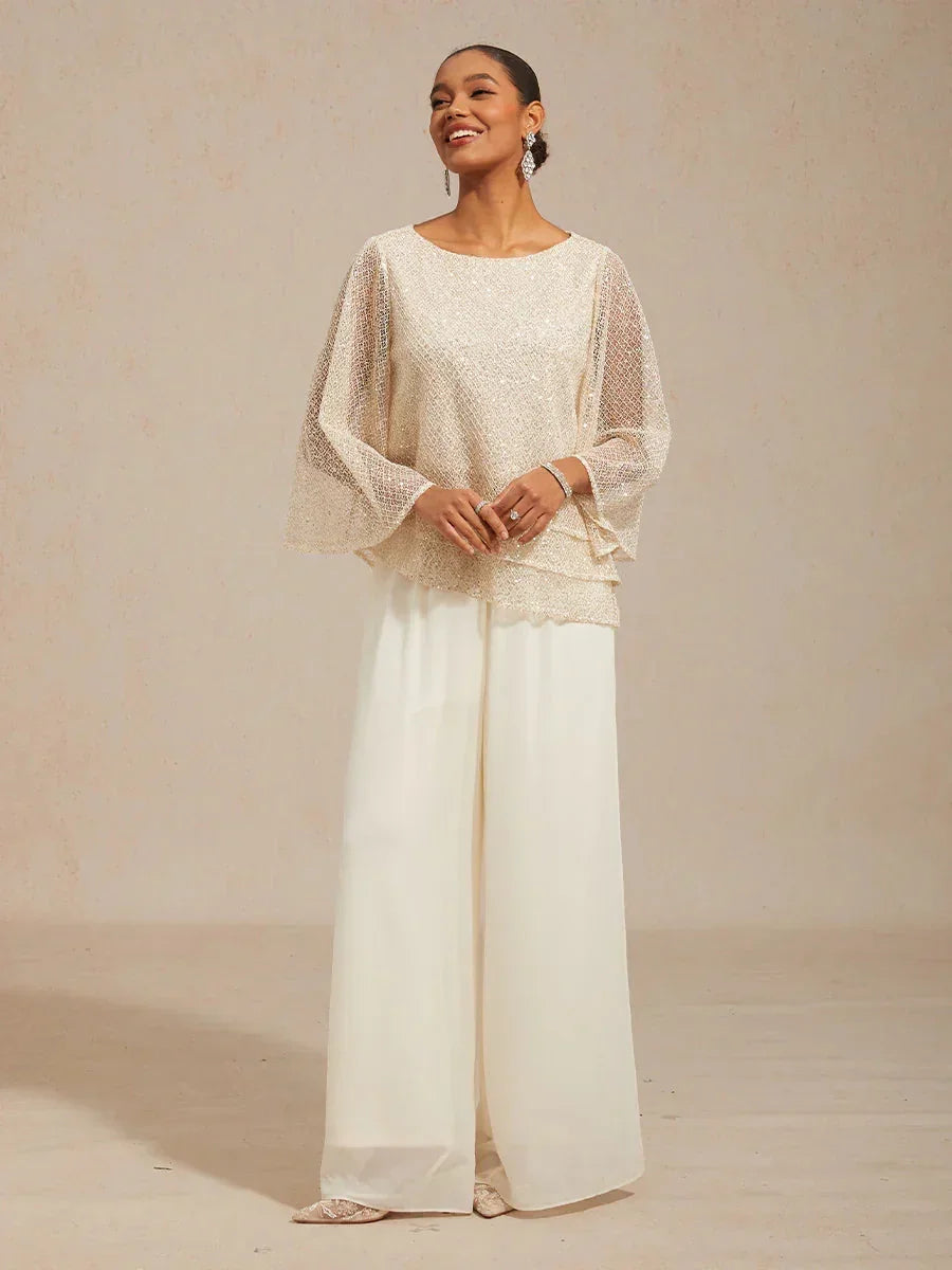 Pantalons à coupe droite avec une couche de chiffon