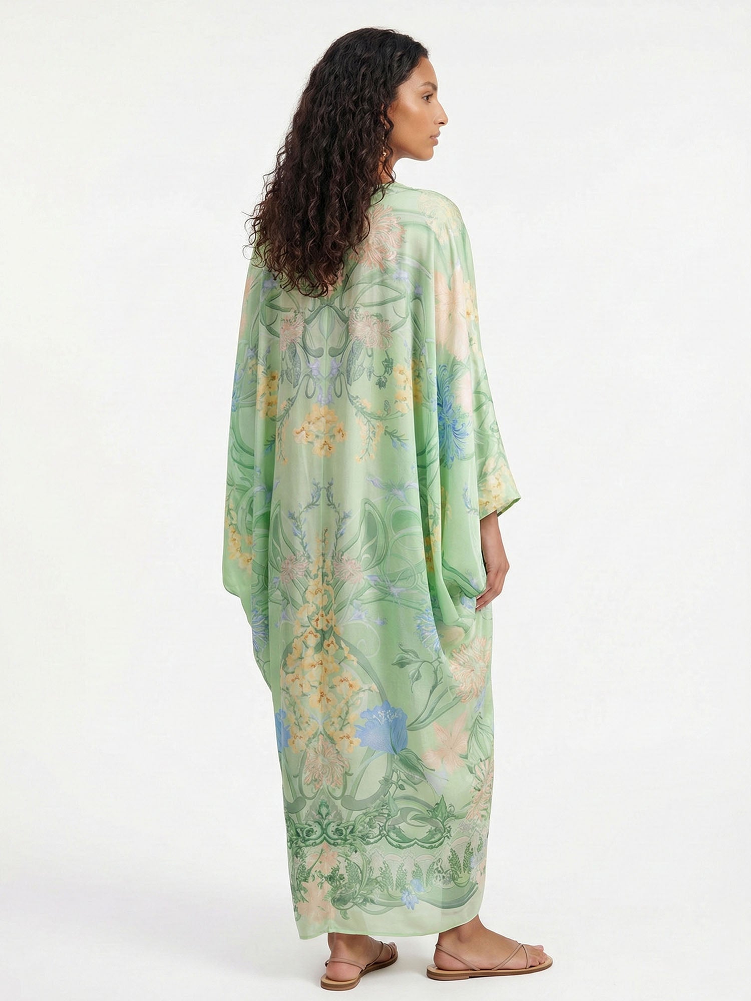 Robe maxi fleurie verte