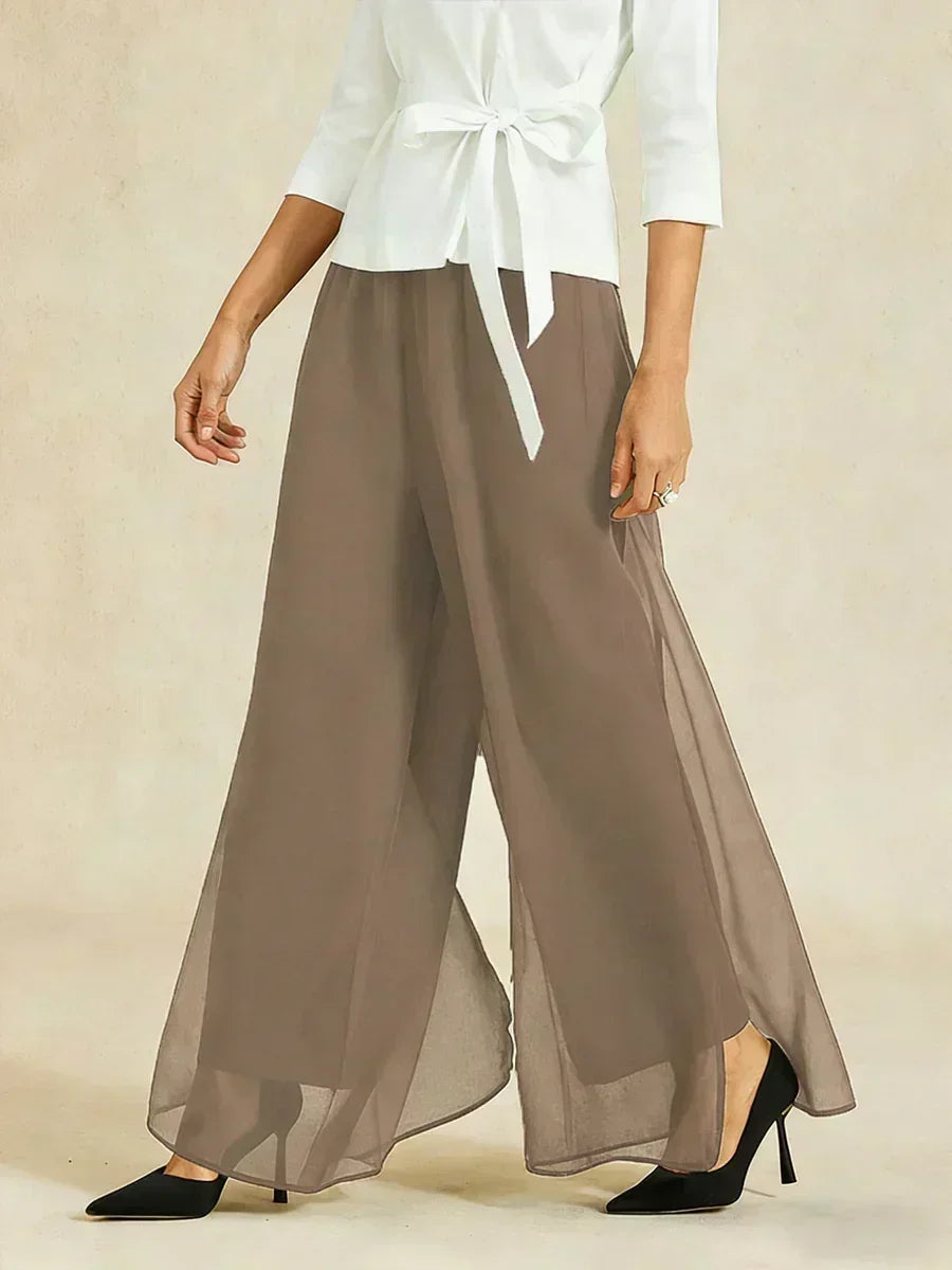 Pantalons droits avec une couche de chiffon
