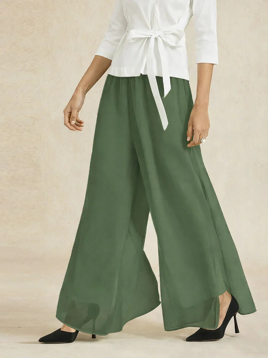 Pantalons droits avec une couche de chiffon