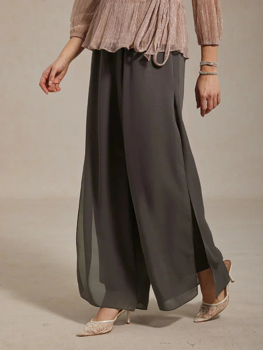 Pantalons droits avec une couche de chiffon