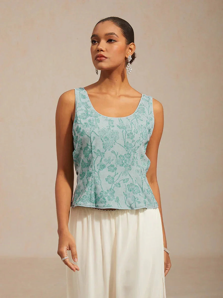 Twinset avec col mandarine et motif zèbre orné de diamants