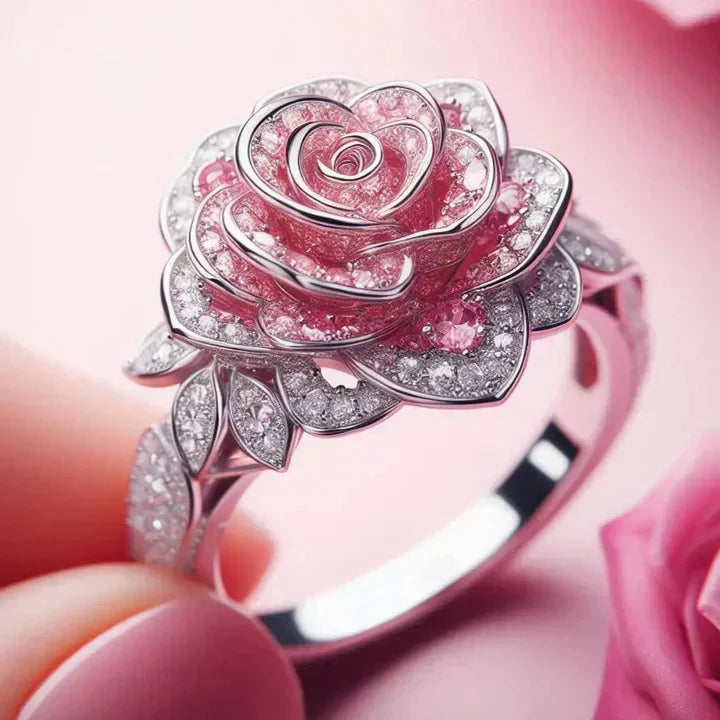 Bague exotique florale en argent