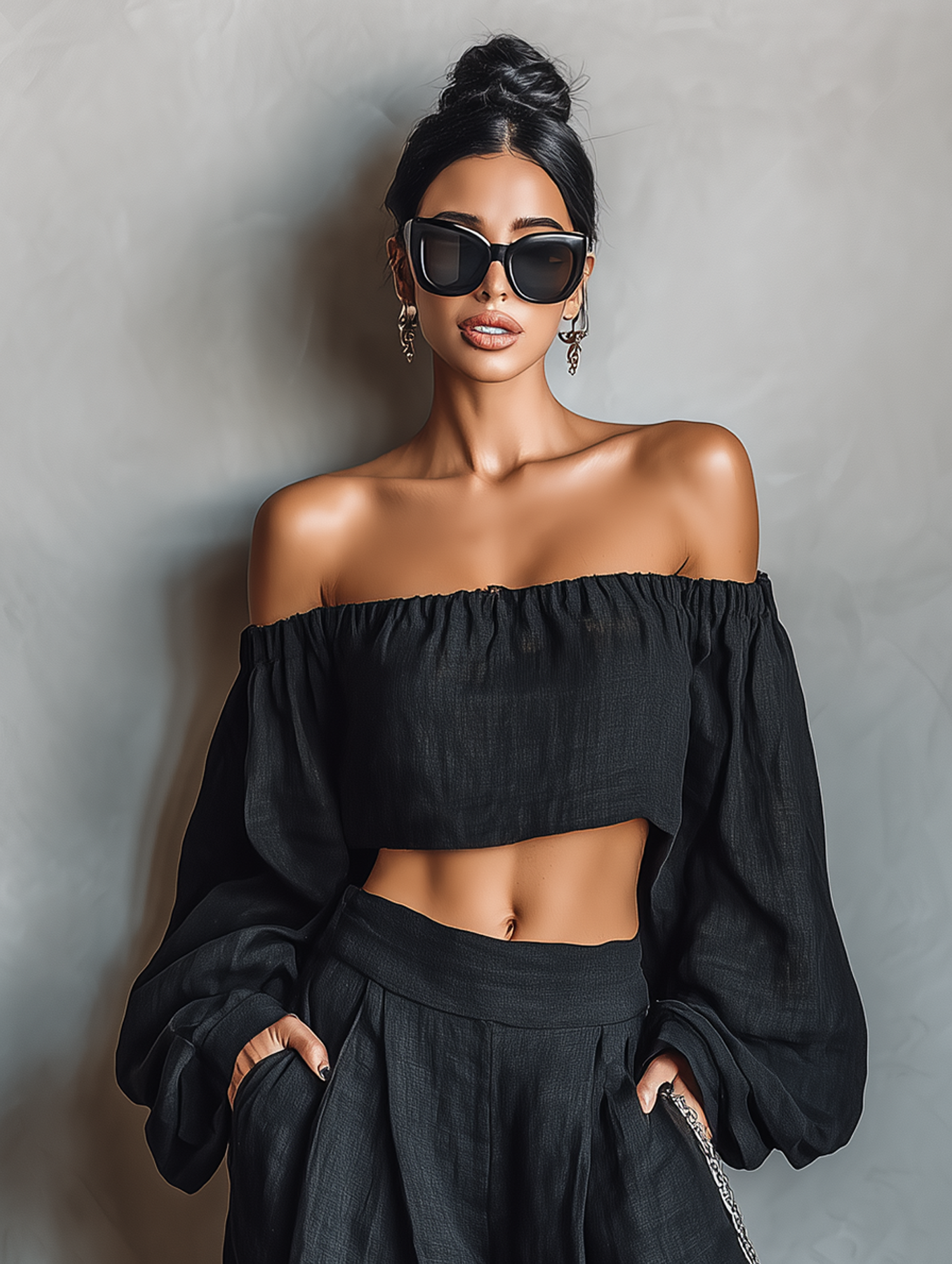 Body pour femmes en lin minimaliste sans manches avec pantalons larges MDA1900L7Y