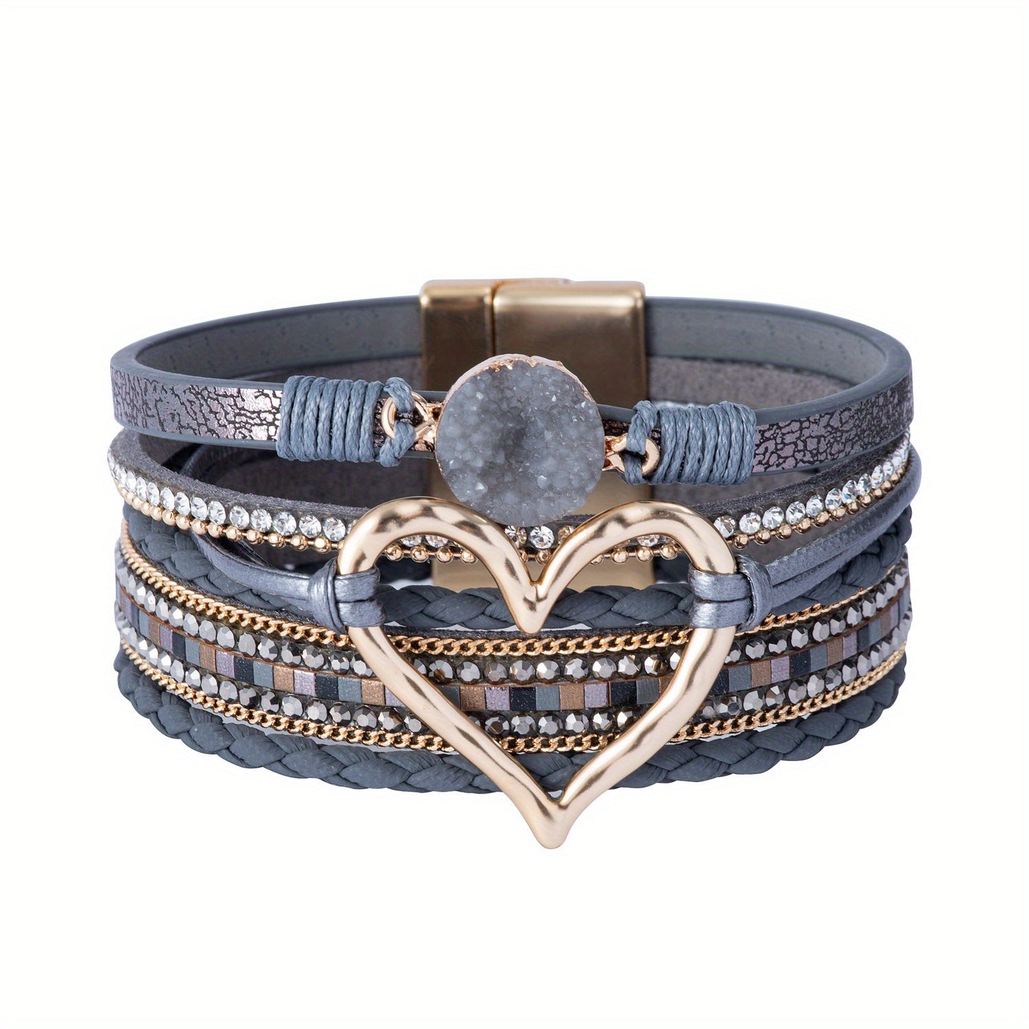 Bracelet boho multi-couches en cuir