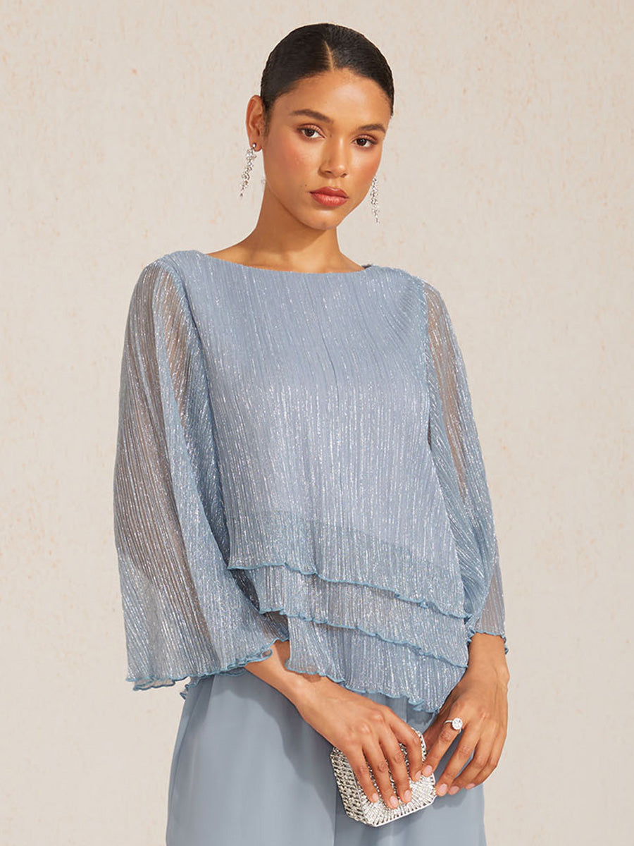 Chemise à couches asymétrique en chiffon froissé métallique