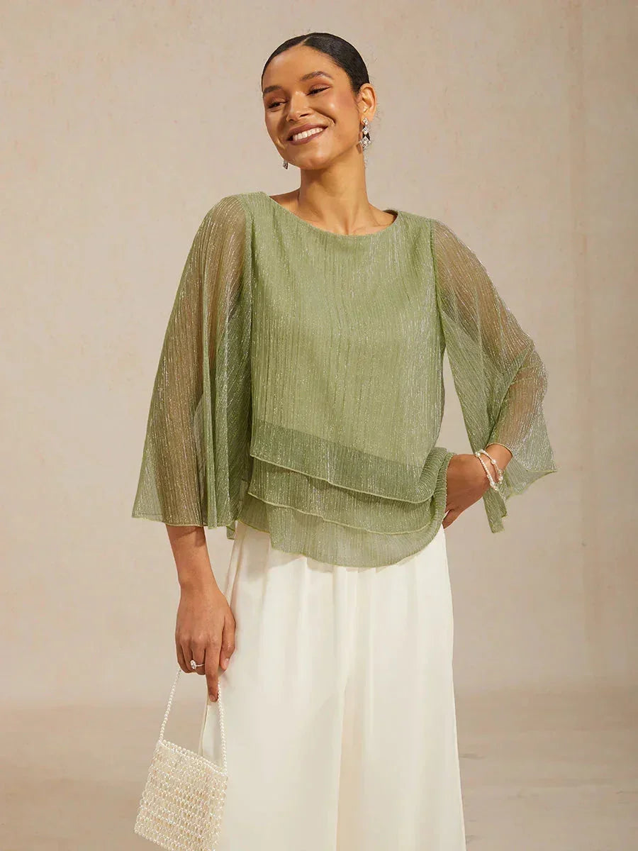 Chemise à couches asymétrique en chiffon froissé métallique