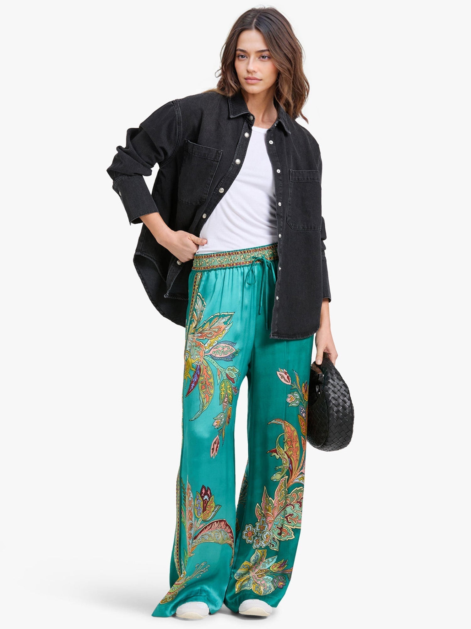 Pantalons larges en émeraude