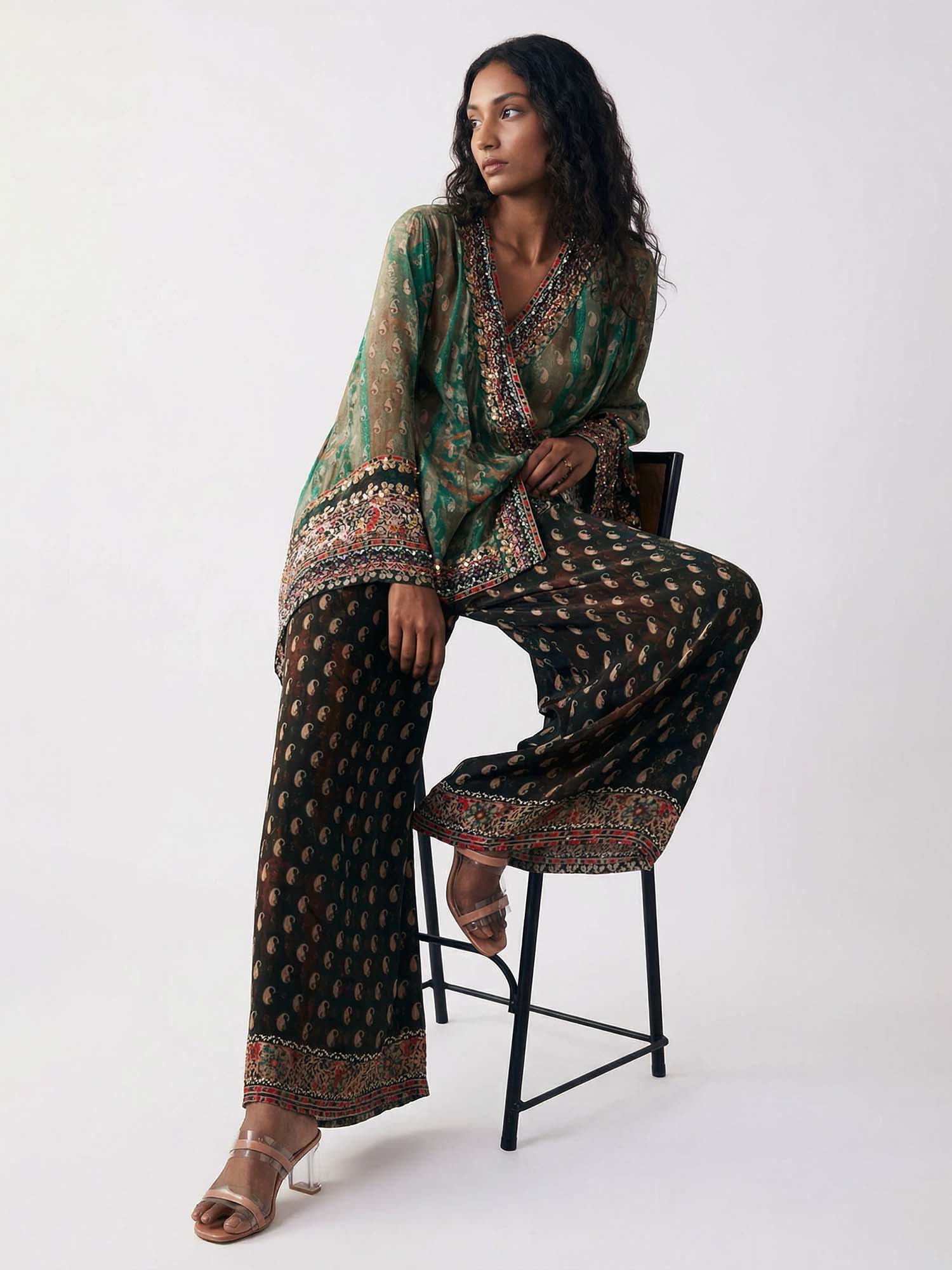 Pantalon en voile paisley