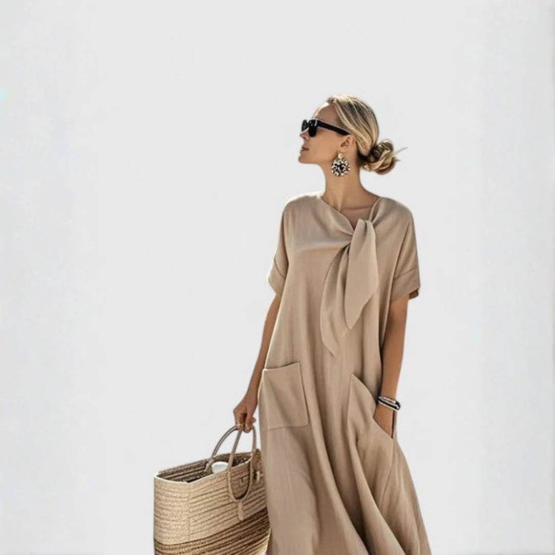 Alisa | Robe mini avec col à nouer pour femmes