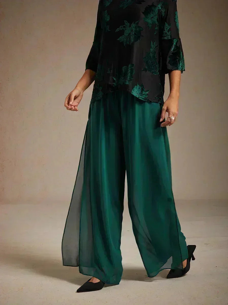 Pantalons à jambes droites avec une couche de chiffon découpée