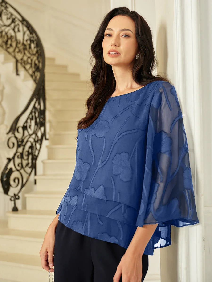 Chemise en soie à couches avec fleurs
