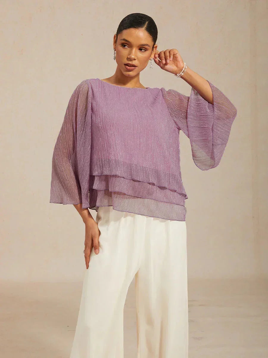 Chemise à couches asymétrique en chiffon froissé métallique