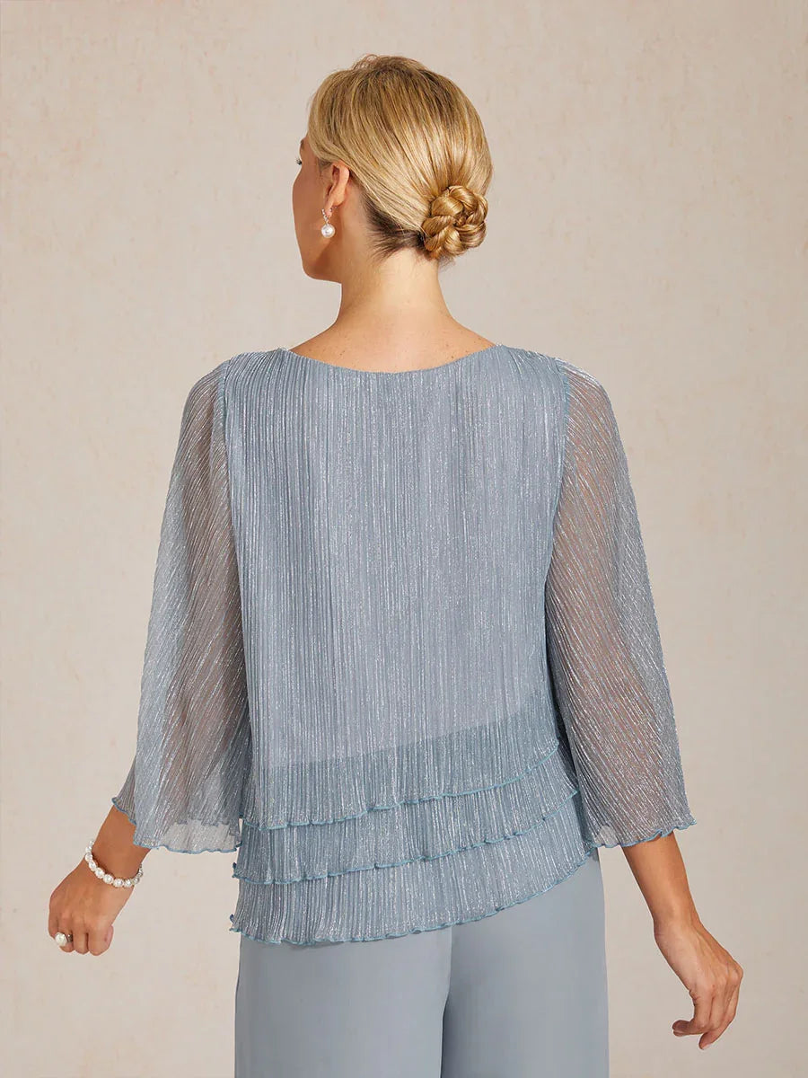 Chemise asymétrique en soie métallique plissée