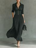 Robes maxi longues avec manches longues, col à volants et plis