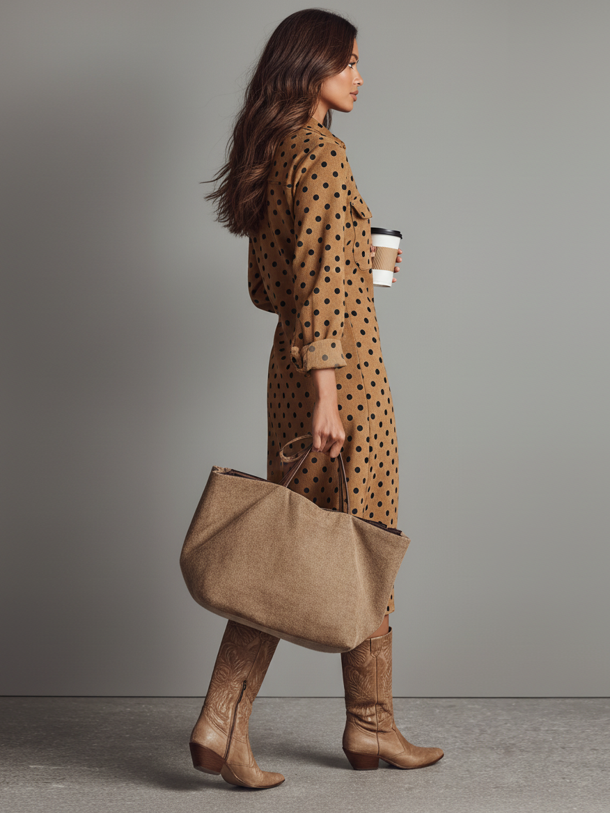 Robe midi à pois pour femmes modèle MDA2622I3Y