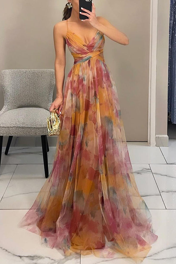 Alina – Robe longue tendance avec col en V pour femmes