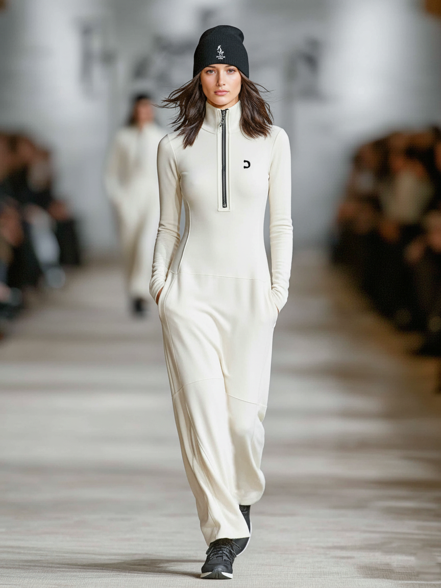 Robe maxi sport pour femmes avec col montant et fermeture éclair MDA3197G9Y