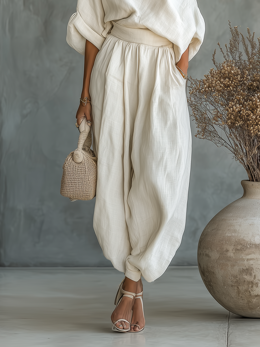 Lisa | Ensemble top doux sans bretelles et pantalons ajustés