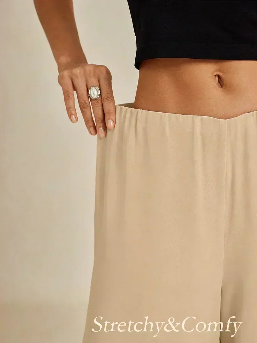 Pantalons à coupe droite avec une couche de chiffon