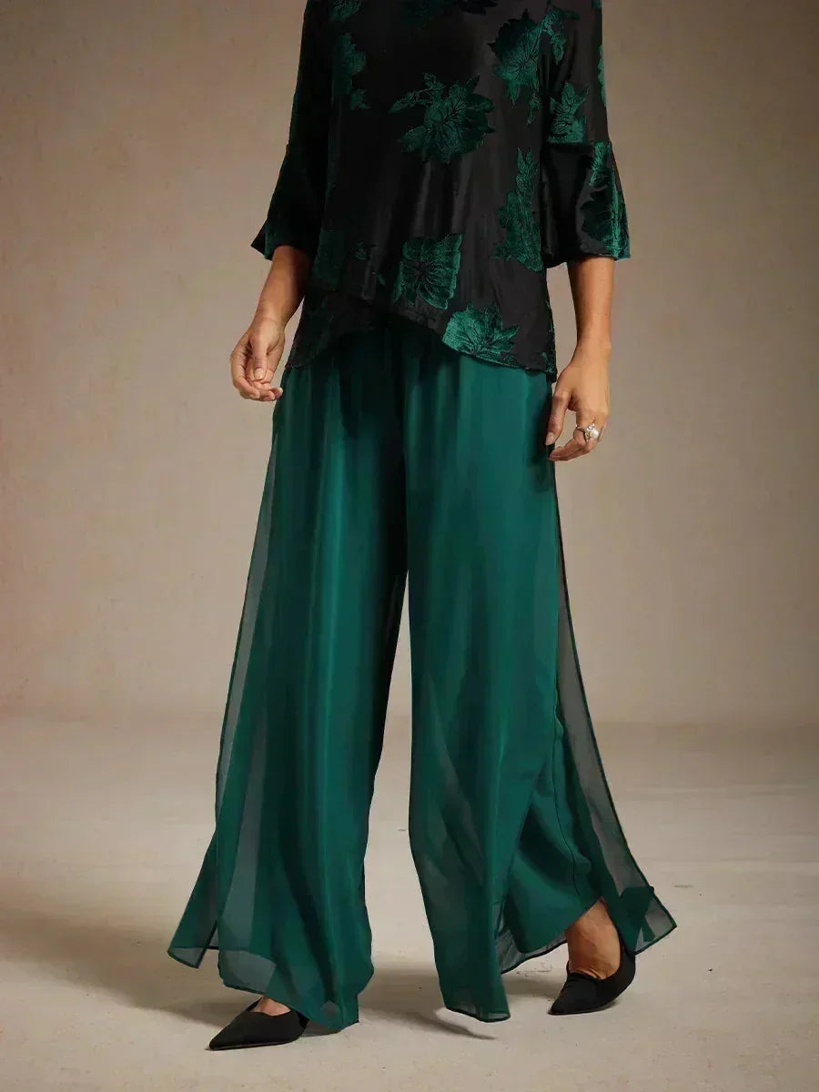 Pantalons droits avec une couche de chiffon
