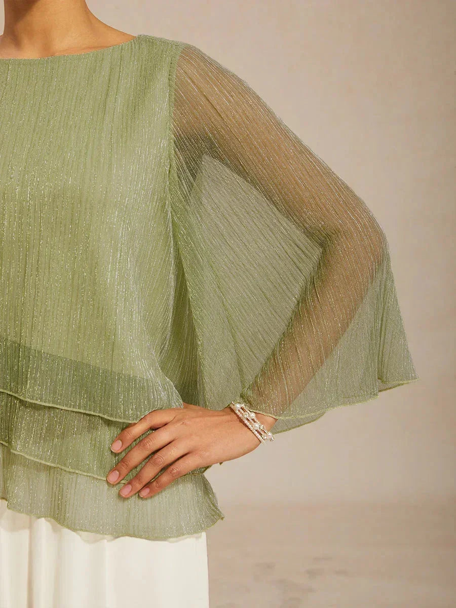 Chemise à couches asymétrique en chiffon froissé métallique