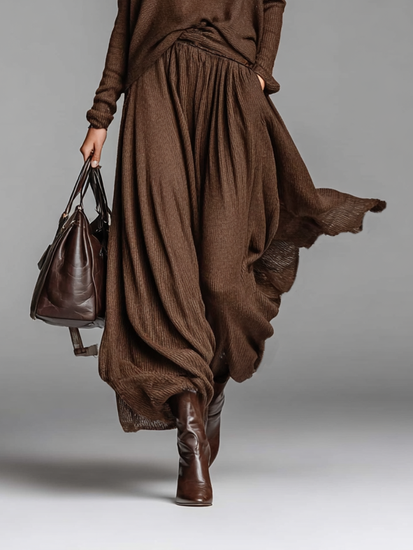 Ensemble jupe et pull avec col rond