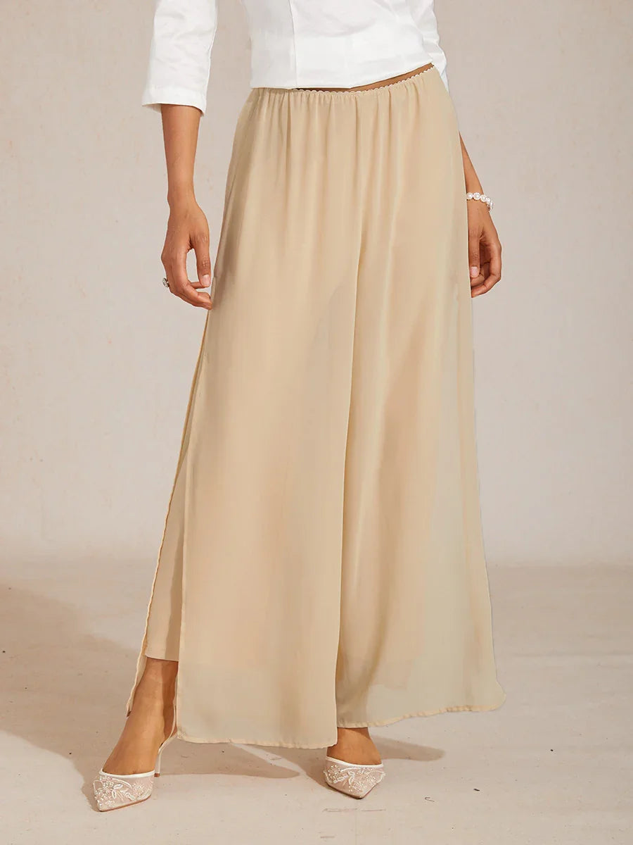 Pantalons à coupe droite avec une couche de chiffon