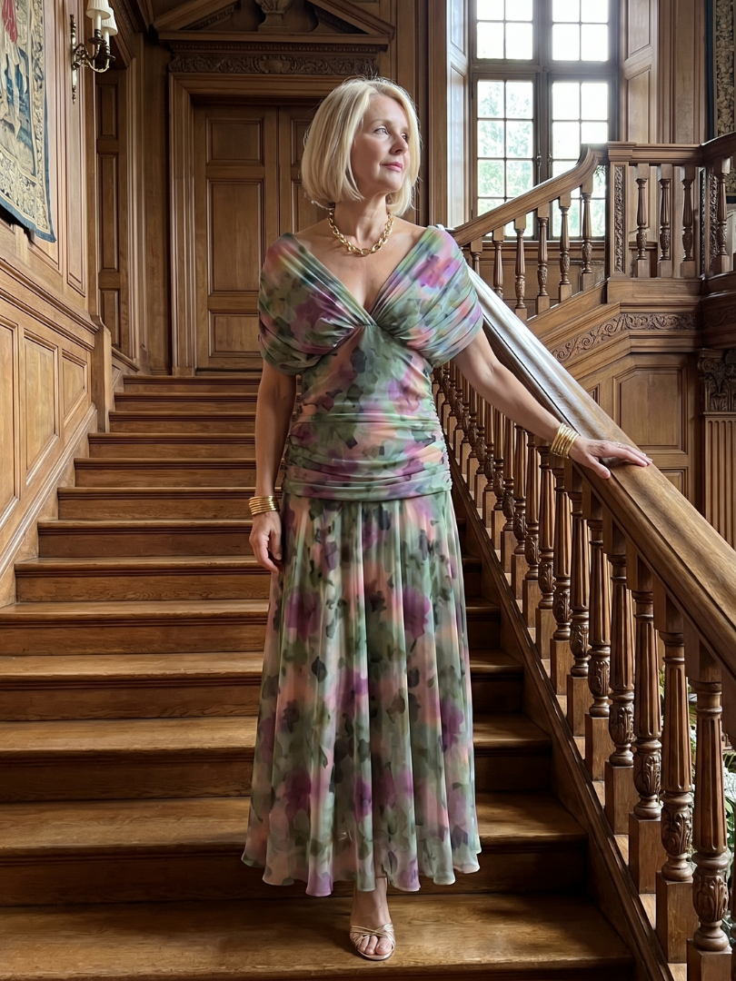 Klein | Robe midi à épaules dénudées