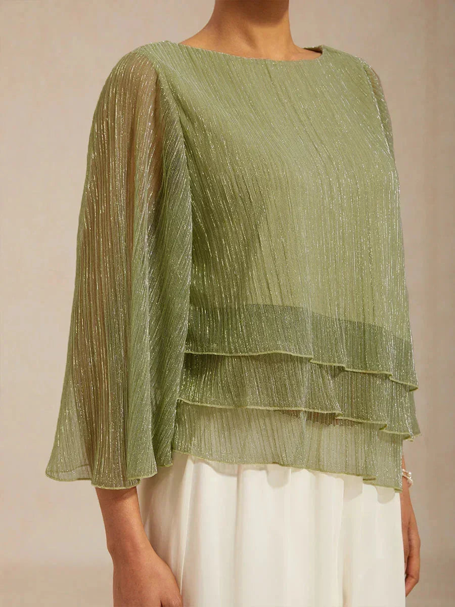 Chemise à couches asymétrique en chiffon froissé métallique