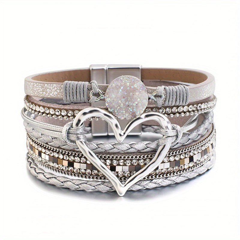 Bracelet boho multi-couches en cuir