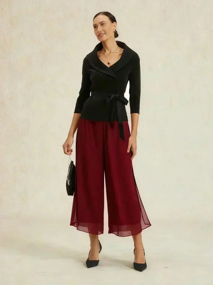 Pantalons droits courts avec une couche de chiffon