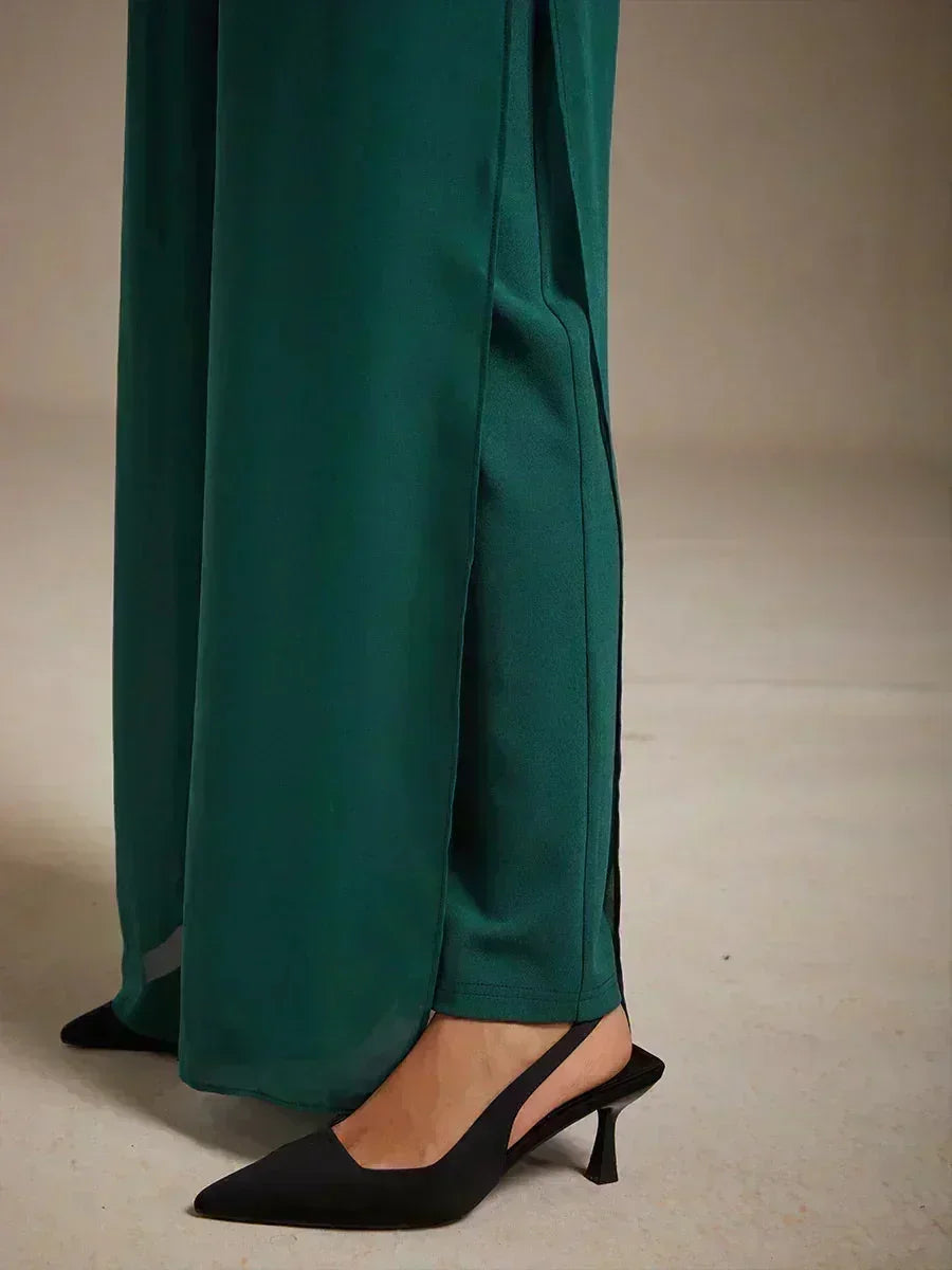 Pantalons droits avec une couche de chiffon